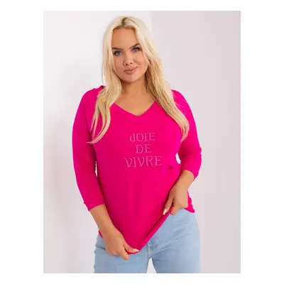 Fuchsia women's plus size neckline blouse