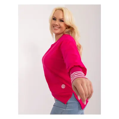 Plus-size fuchsia blouse with long sleeves