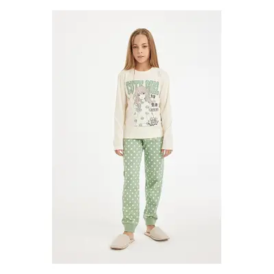 DEFACTO Girls Printed Long Sleeve Pajama Set