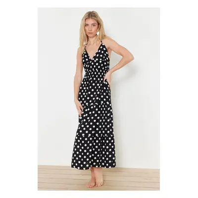 Trendyol Polka Dot Maxi Woven Ruffled Beach Dress