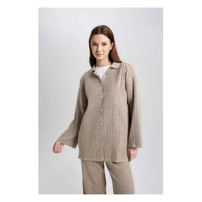 DEFACTO Regular Fit Polo Neck Cardigan