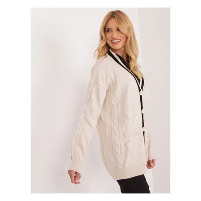 Light beige knitted women's cardigan