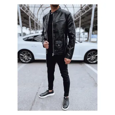 Men's leather jacket black Dstreet