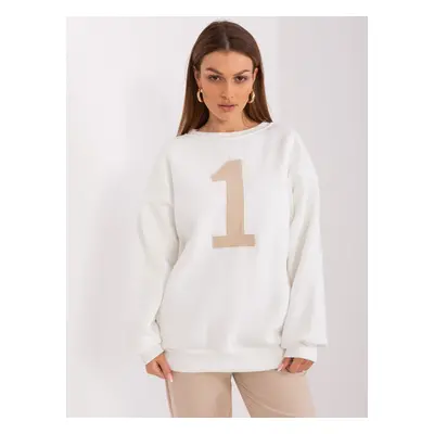 Cotton ecru sweatshirt with a round neckline