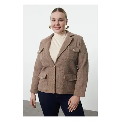 Trendyol Curve Brown Premium Buttoned Flap Pocket Lined Woven Jacket