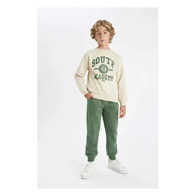 DEFACTO Boy Printed Sweatshirt Tracksuit Bottom 2-Piece Set