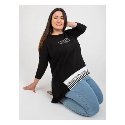 Black tunic plus size with slogan print