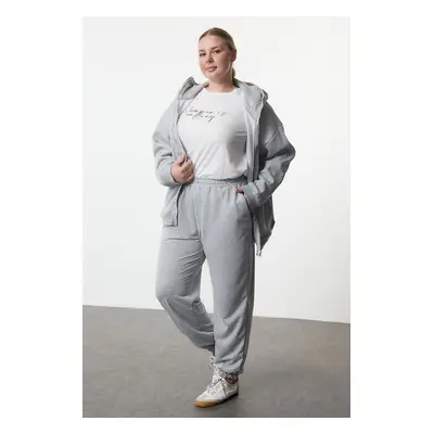 Trendyol Curve Gray Melange Loose Jogger Thin Leg Elastic Knitted Sweatpants