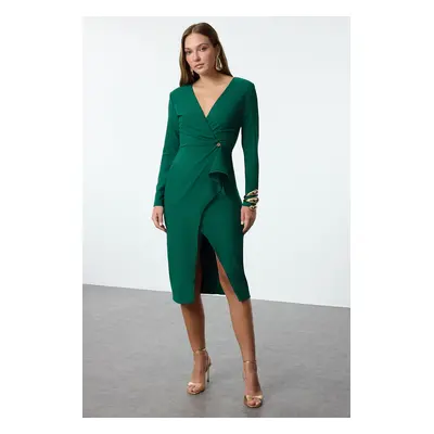 Trendyol Emerald Green Accessory Detailed Woven Dress