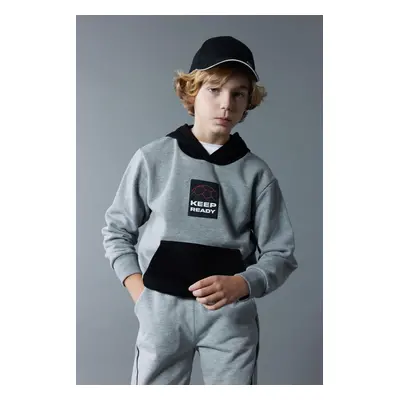 DEFACTO Boy's Printed Hooded Thick Sweatshirt