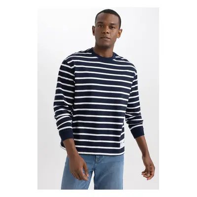 DEFACTO Comfort Fit Crew Neck Striped Sweatshirt