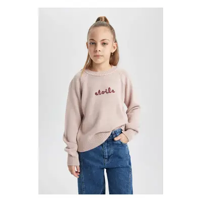 DEFACTO Girl's Crew Neck Printed Sweatshirt