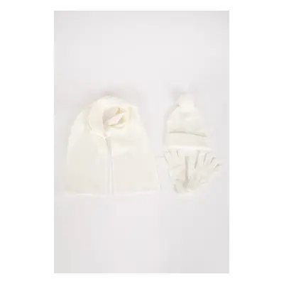 DEFACTO Girl 3-Piece Knitted Scarf Beanie Glove Set