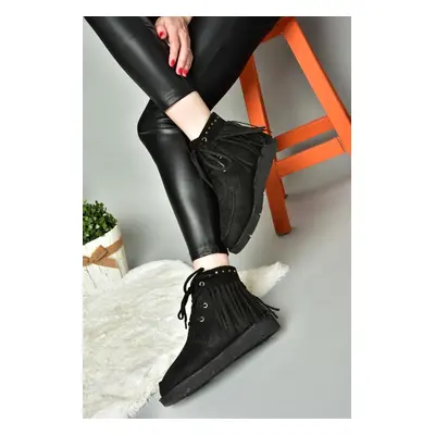 Fox Shoes Women's Black Suede Tasseled Boots