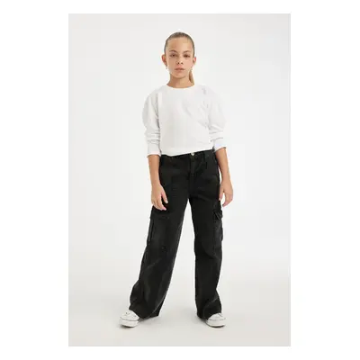 DEFACTO Girl Wide Leg Cargo Wide Leg Jean Pants