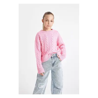 DEFACTO Girl's Crew Neck Sweater