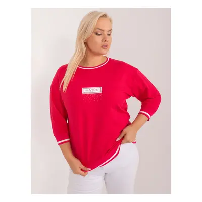 Plus Size Red Round Neckline Blouse