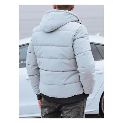 Men's winter quilted jacket with hood gray Dstreet