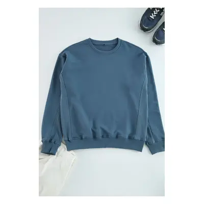 Trendyol Indigo Oversize/Wide Cut Fabric Mix Sweatshirt