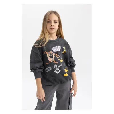 DEFACTO Girl's Looney Tunes Oversize Fit Crew Neck Sweatshirt