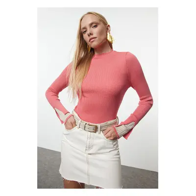 Trendyol Pink Premium Quality Color Block Knit Sweater