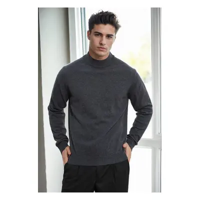 64721 Dewberry Half Turtleneck Woolen Mens Knit Sweater-ANTHRACITE