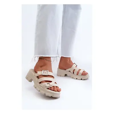 Women's low-heeled slippers ZAXY light beige