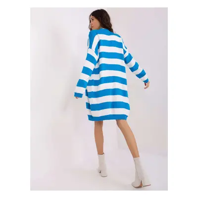 Blue and white loose striped cardigan