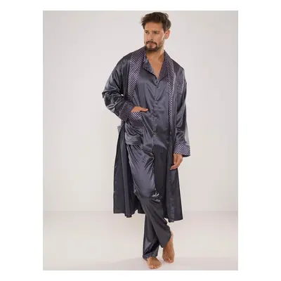 Men's bathrobe De Lafense Satin M-4XL grey