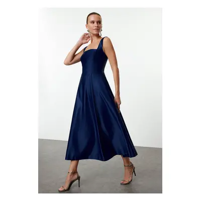 Trendyol Navy Blue A-Line Satin Woven Dress