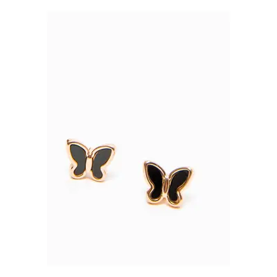 Earrings with enamel butterfly black