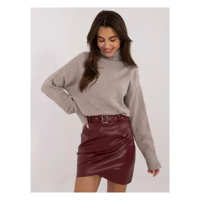 Internet Wholesale Women's Mini Skirt Burgundy Made of Eco Leather