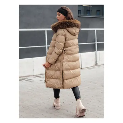 Women's winter quilted jacket with fur STYLEBELLA beige Dstreet