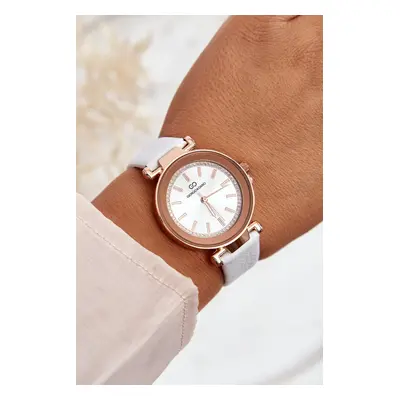 Classic women's leather watch Giorgio & Dario white