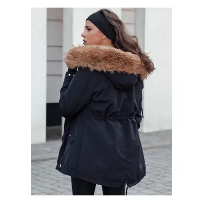 Women's winter jacket CHICOK insulated with fur black Dstreet