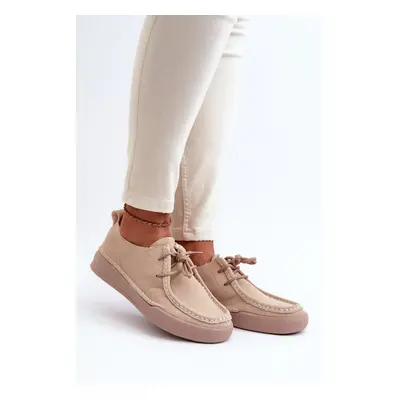 Sergio Leone Beige Women's Suede Shoes