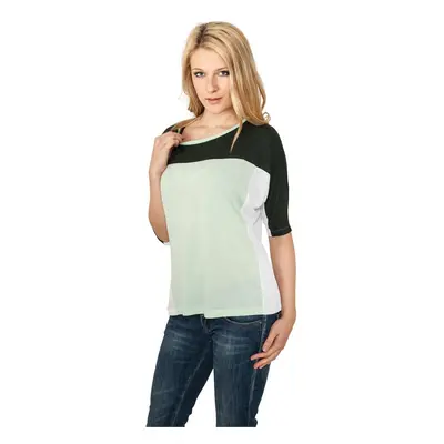 Women's 3-color T-shirt with 3/4 sleeves d.grn/mint/wht