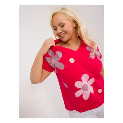 Red Plus Size Short Sleeve Blouse