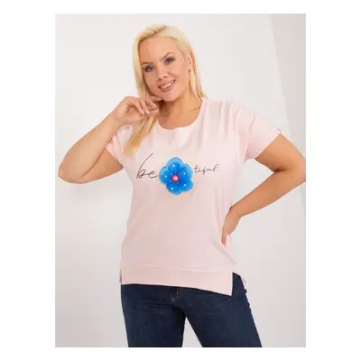 Light pink plus size blouse with inscription