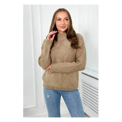 Over-the-head sweater in dark beige diamond