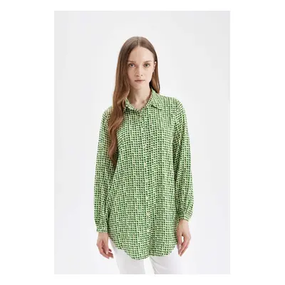 DEFACTO Regular Fit Patterned Basic Long Sleeve Shirt Tunic