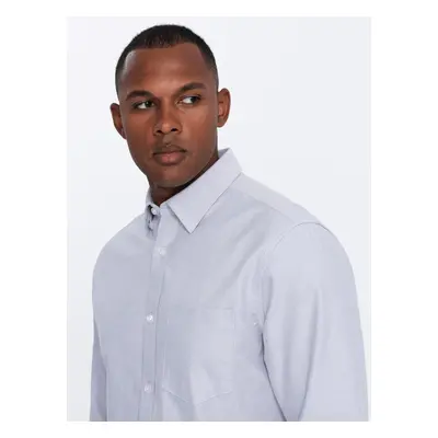 Ombre Elegant men&#039;s oxford shirt with embroidery and pocket - blue