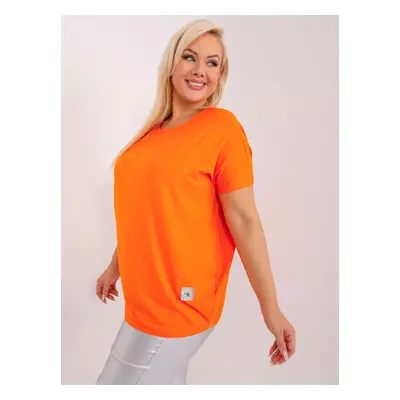 Orange plus size blouse with short sleeves