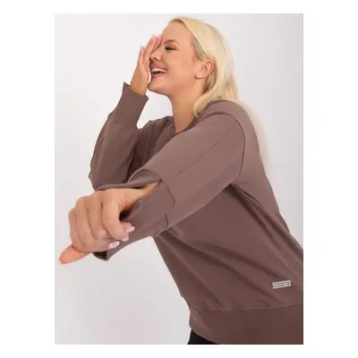 Plus Size Brown Cotton Sweatshirt