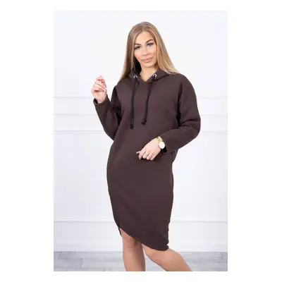 Dress with hood and slit on the side brown