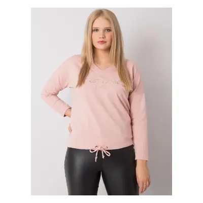 Dusty pink oversized women's blouse with a slogan