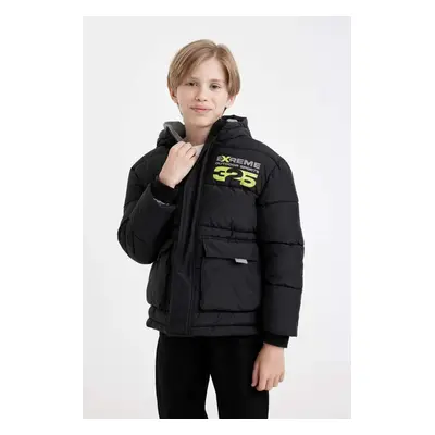 DEFACTO Boy's Water Repellent Hooded Puffer Jacket