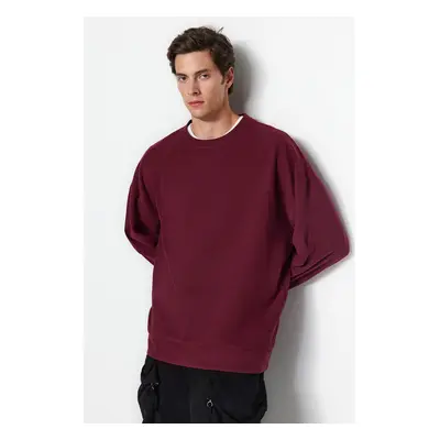 Trendyol Claret Red Oversize/Wide Cut Soft Brushed Thessaloniki Sweatshirt