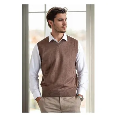 90829 Dewberry V Neck Sleeveless Knit Mens Sweater-COFFEE