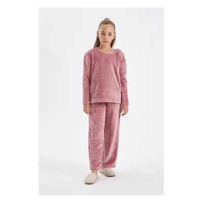 DEFACTO Girls Polar Fleece Long Sleeve Pajama Set